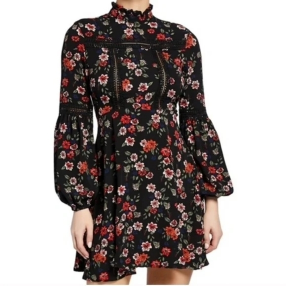 Free Generation Los Angeles Vintage Style Black Floral Mini Dress Women's (M)